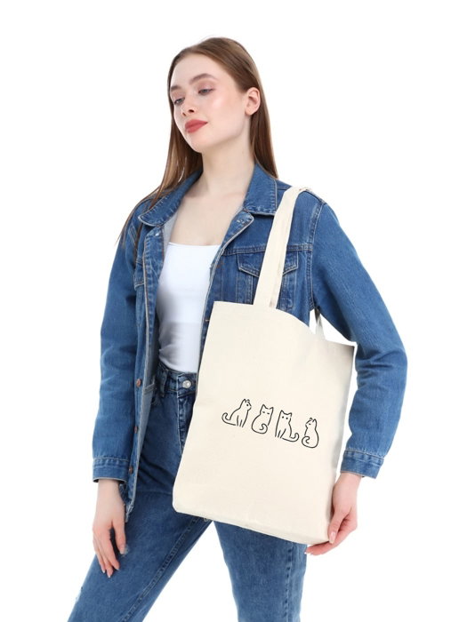 Zoozie Bags 0570 Bolso de mano de algodón 100% color crema, 35 x 40 x 8 cm, accesorio de moda sostenible y funcional